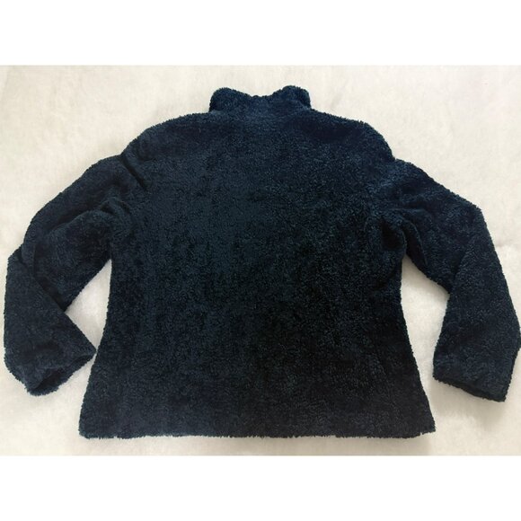 Pendleton Sherpa Fleece Jacket XL Navy Blue Zip Front Plaid Trim Cozy Soft Warm - Picture 2 of 10